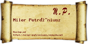 Miler Petróniusz névjegykártya
